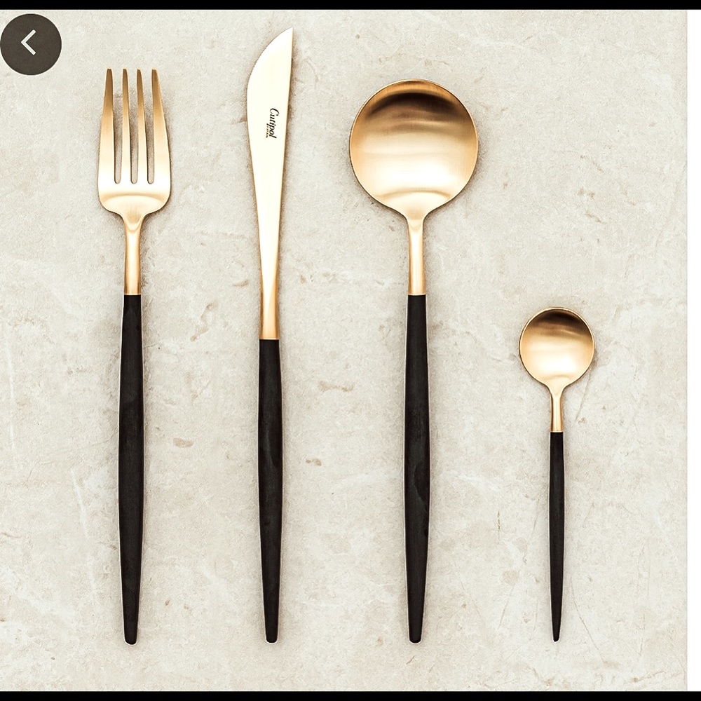 Gold Matte black handle cutlery set
